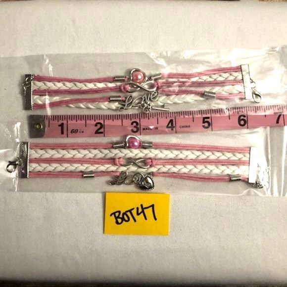 Lock & Key Couple Love Infinity Braided Wrap Bracelet Set of 2 - Picture 4 of 5